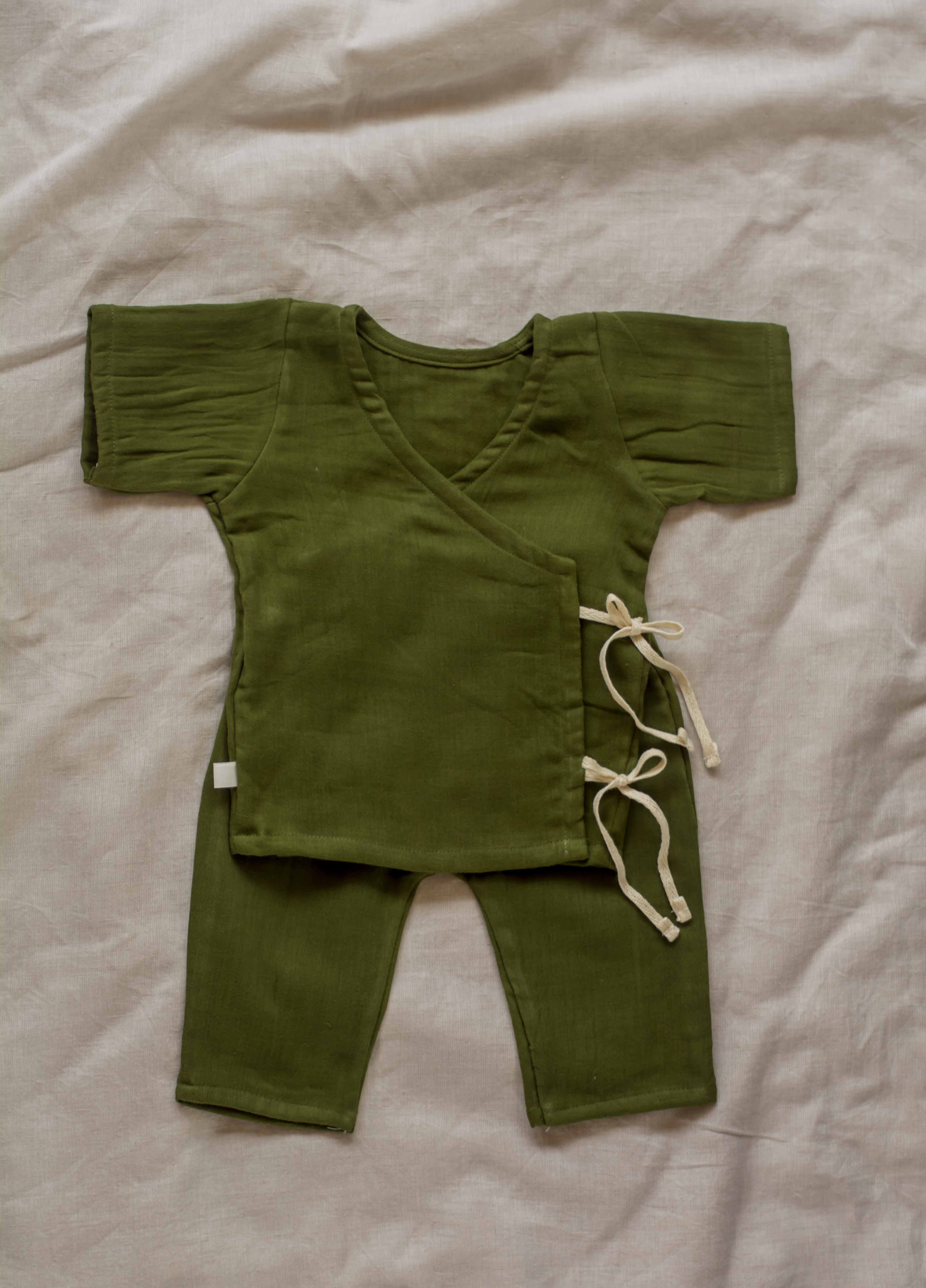 Olive Green Angarkha Set